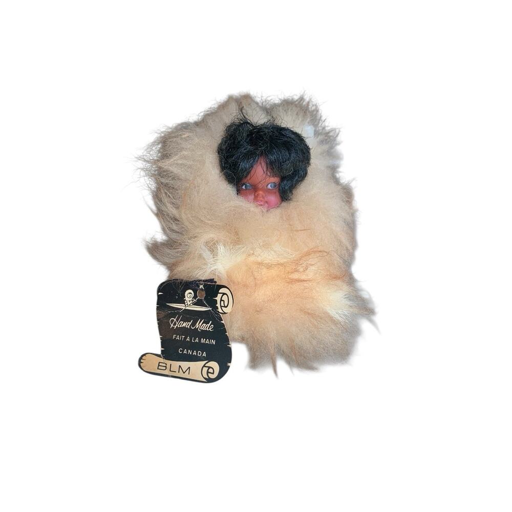 Vintage Canada Souvenir Doll Real Fur BLM Fait A La Main Handmade 5 inch
